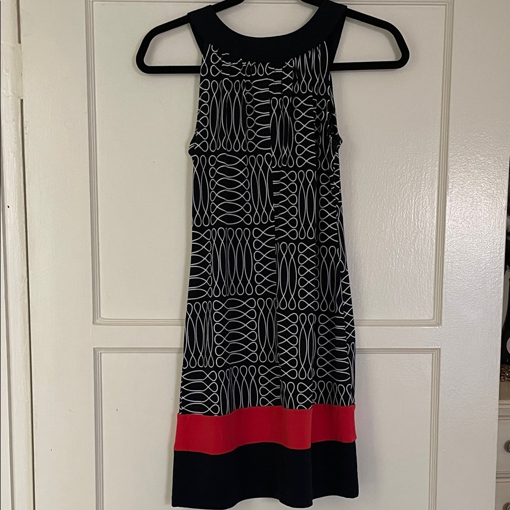 Stylish Black and Red Geometric Women's Dress